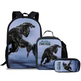 Black Panther Blue School Bag with Lunch Box and Pencil Case Set