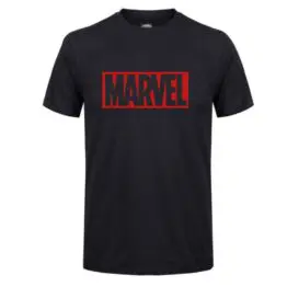Black Marvel T-Shirt With Red Logo