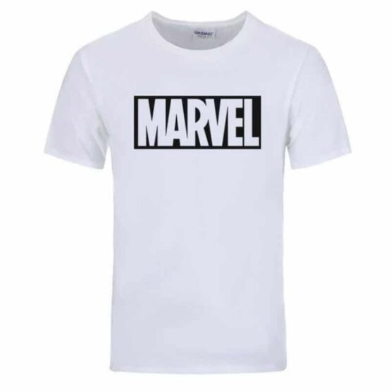 White Marvel T-Shirt With Black Logo