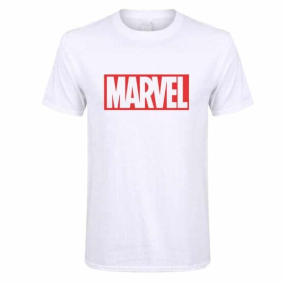 White Marvel T-Shirt With Red Logo