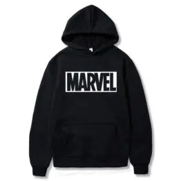 Marvel Hooded Sweatshirt - Hoodie in Black with White Logo