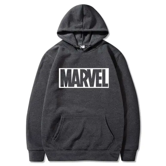 Marvel Hooded Sweatshirt - Hoodie in Dark Grey with White Logo