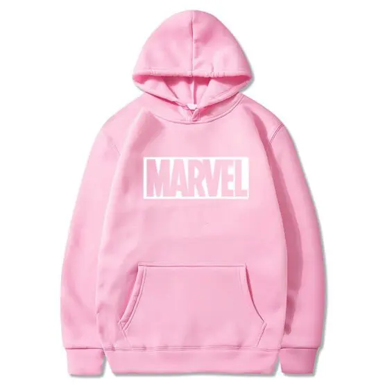 Marvel Hooded Sweatshirt - Hoodie in Pink with White Logo