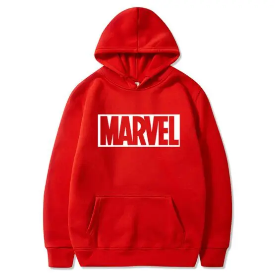 Marvel Hooded Sweatshirt - Hoodie in Red with White Logo