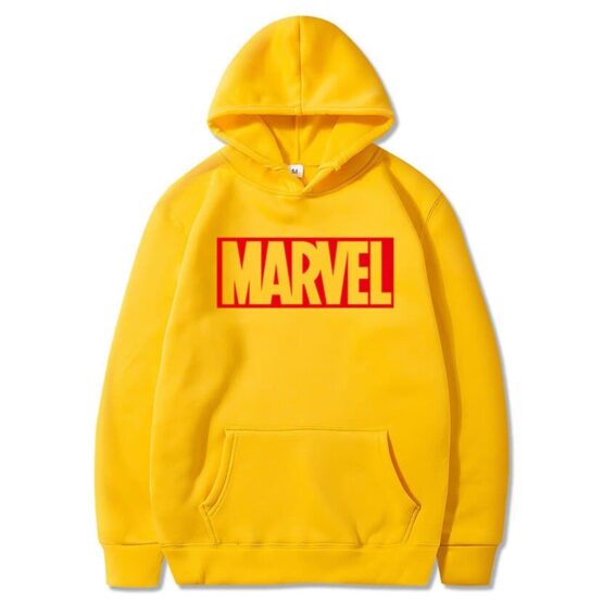 Marvel Hooded Sweatshirt - Hoodie in Yellow with Red Logo